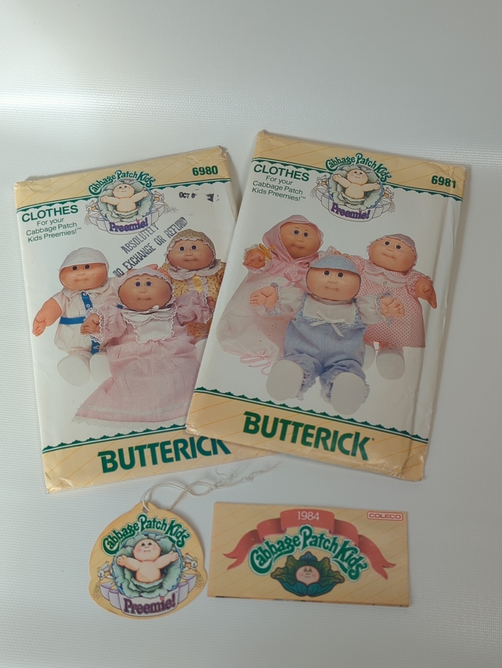 2 Butterick Cabbage Patch Kids Patterns + Bonus Original Tag And Product Insert